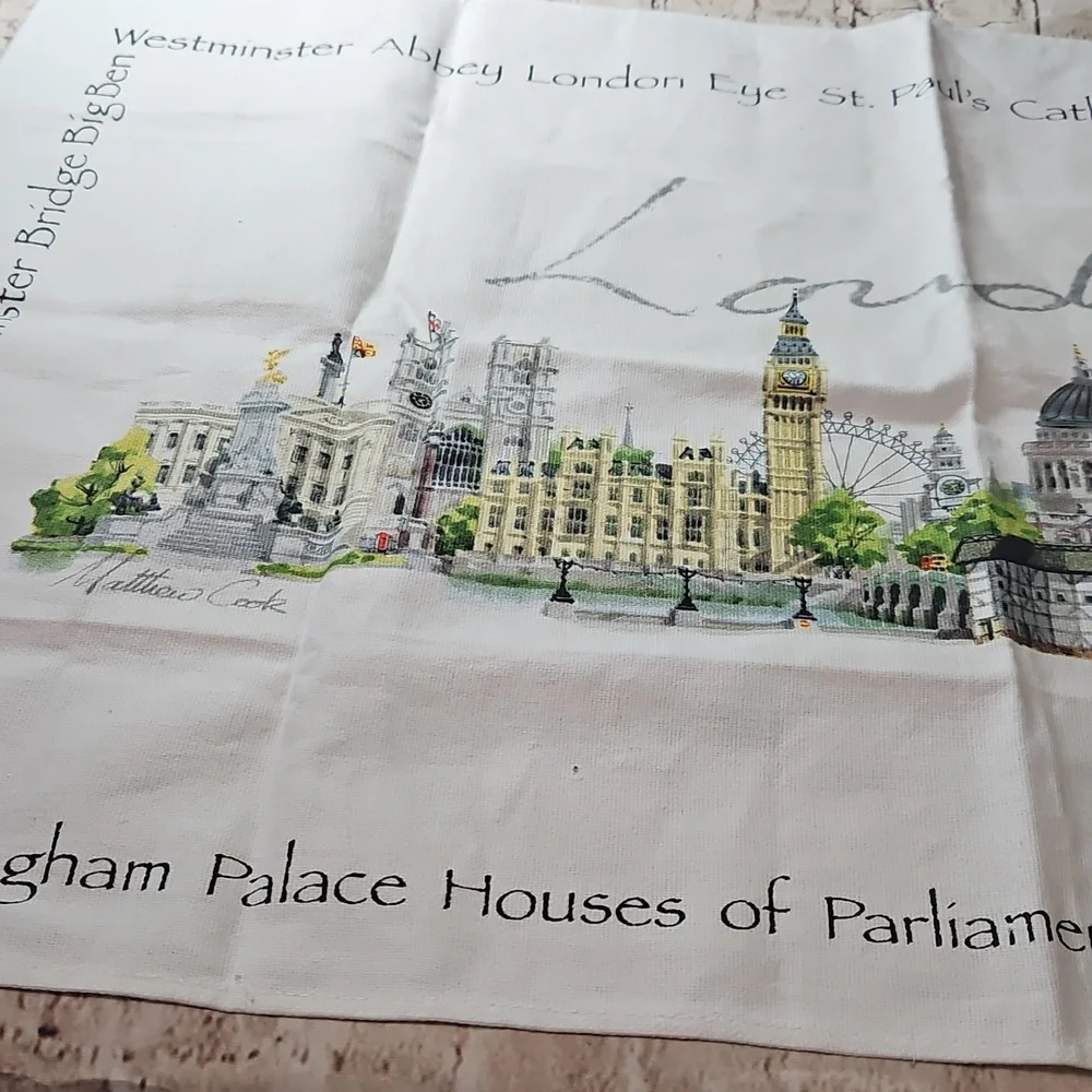 London Tea Time Towel‎ 29x28 Cotton The Dome Red Bis Ect